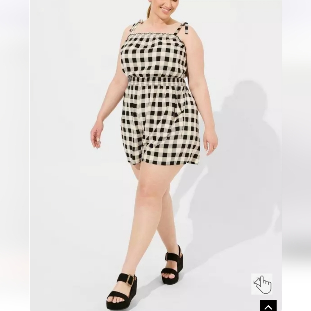Torrid Gingham Challis Tie Straps‎ Romper
